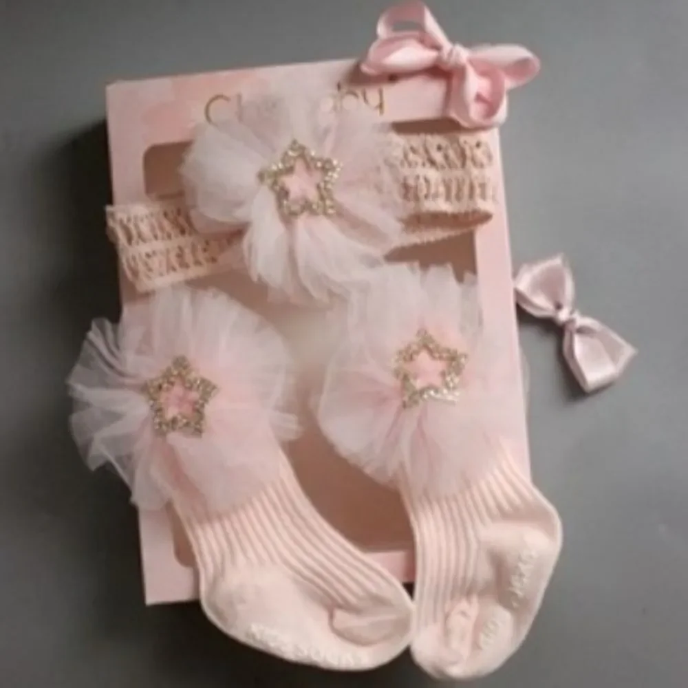 NIB Chicbaby Pink Hair Accessories & Socks